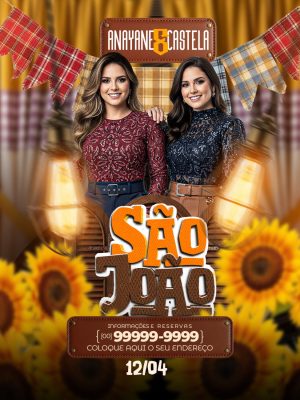 Feed Flyer São João Anayane & Castela Cartaz Festivo Junino PSD Editável