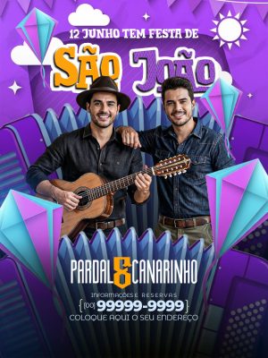 Feed Flyer São João 12 Junho Tem Festa de Pardal & Canarinho PSD Editável