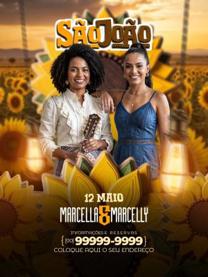 Feed Flyer São João Marcella e Marcelly Cartaz Junino PSD Editável
