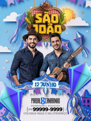 Feed Flyer São João 12 de Junho Festa Junina Duo Sertanejo PSD Editável