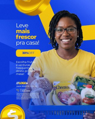 Supermercado Leve Mais Frescor Pra Casa 30% OFF PSD Editável