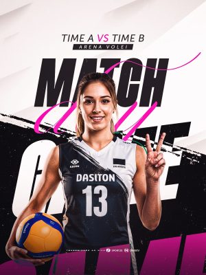 Campeonato Vôlei Feminino Match Time A vs Time B Arena Volei PSD Editável