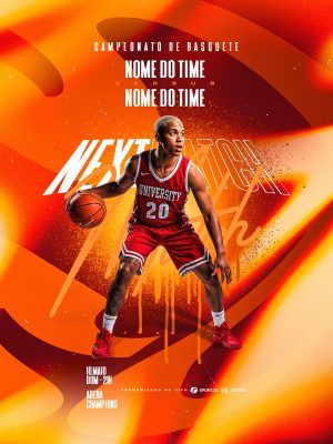 Campeonato de Basquete Nome do Time x Nome do Time Arena Champions PSD Editável