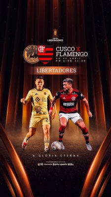 Libertadores Cusco x Flamengo Jogo 08 de Abril Banner Esportivo PSD Editável