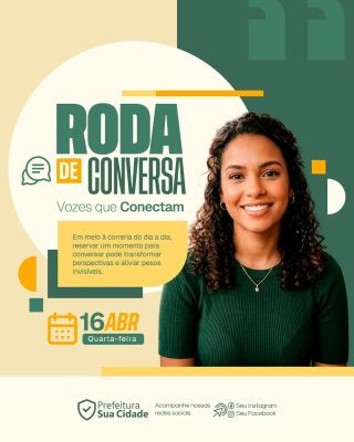 Roda de Conversa Vozes que Conectam 16 Abr PSD Editável