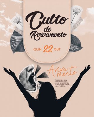 Culto de Avivamento QUIN 22 OUT Flyer Evento Religioso PSD Editável