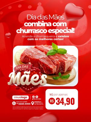 Dia das Mães Combina com Churrasco Especial Açougue PSD Editável
