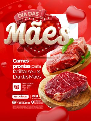 Dia das Mães Carnes Prontas Para Facilitar Seu Dia das Mães PSD Editável
