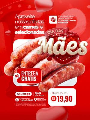 Açougue Dia das Mães Ofertas em Carnes Selecionadas PSD Editável