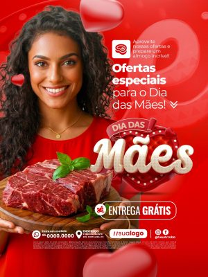 Açougue Ofertas Especiais Para o Dia das Mães PSD Editável