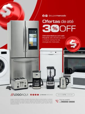 Lojas de Eletrodomésticos Ofertas de até 30% OFF PSD Editável