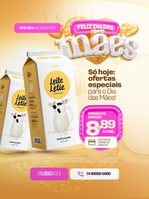 Feliz Dia das Mães Supermercado Só Hoje Ofertas Especiais PSD Editável