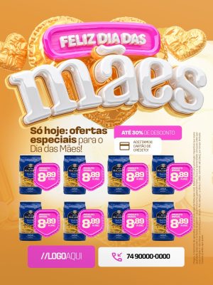 Feliz Dia das Mães Supermercado Ofertas Especiais Encarte PSD Editável