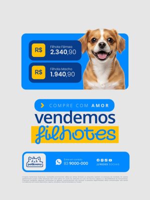 Filhotes  á Venda Compre Com Amor PSD Editável