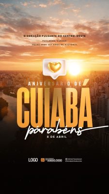 Cuiabá Aniversário Parabéns 307 Anos de História PSD Editável