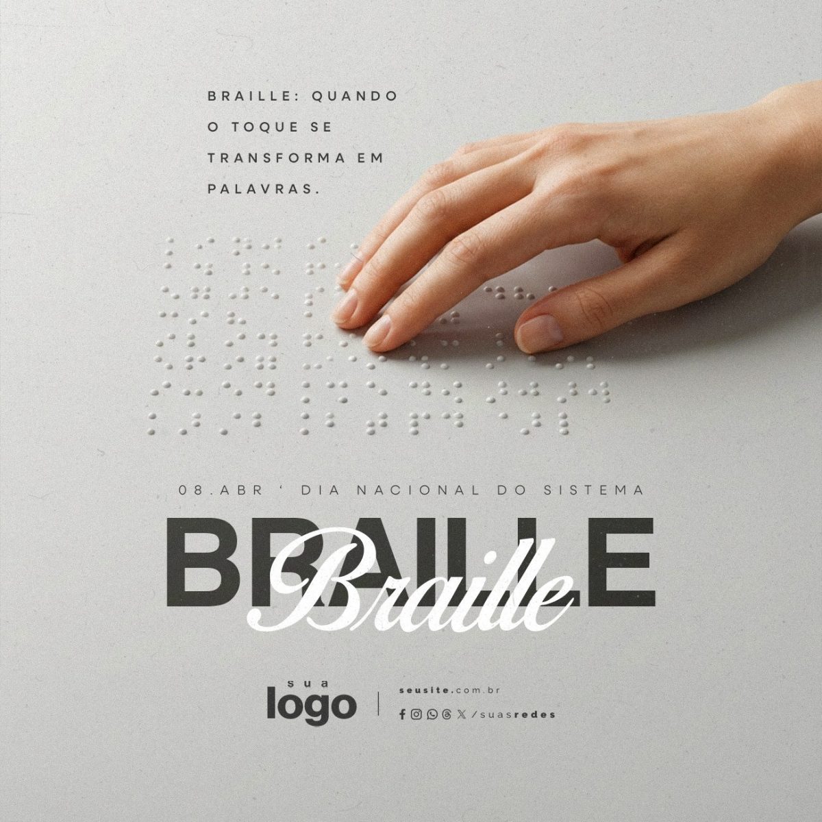 Dia Nacional do Sistema Braille 08 de Abril PSD Editável