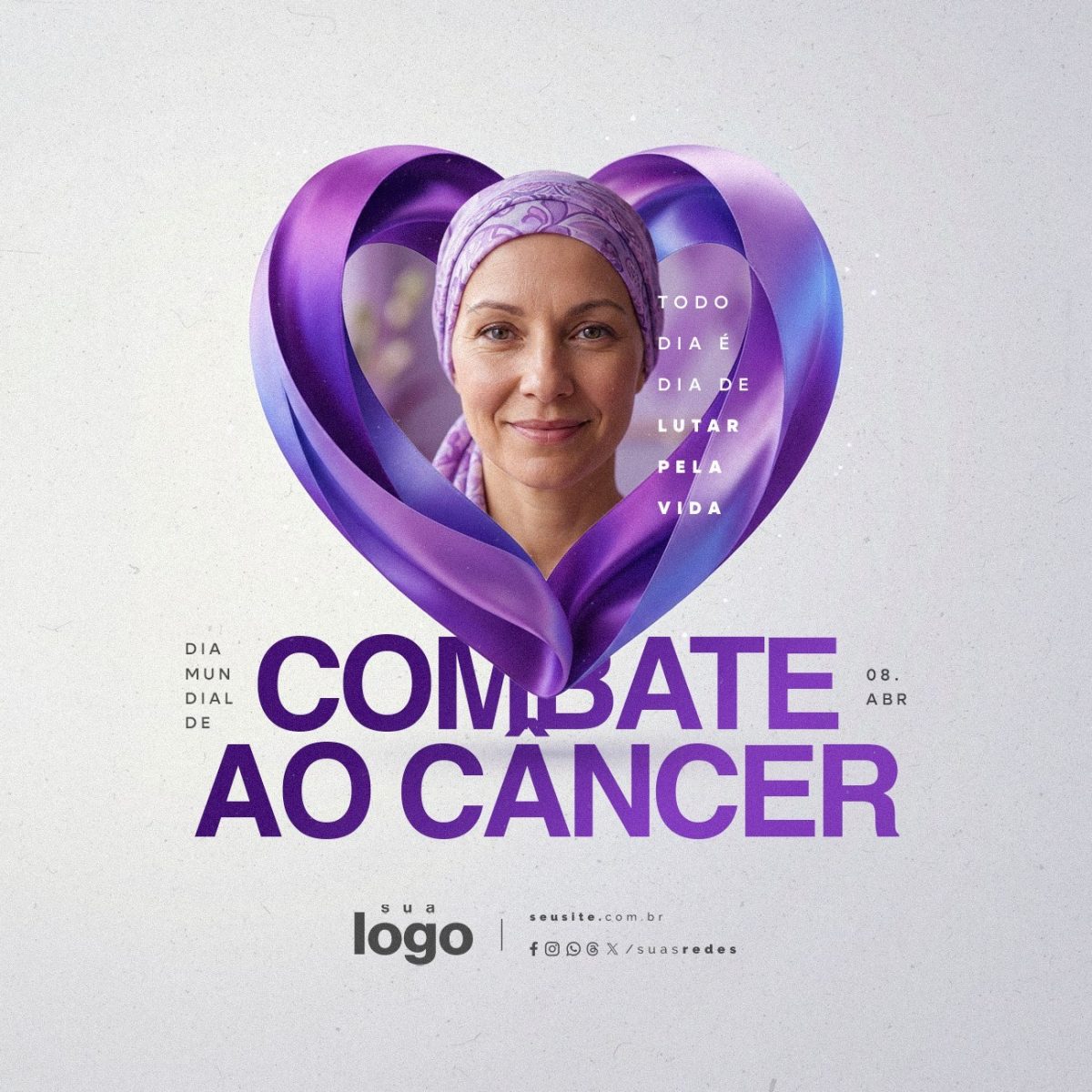 Dia Mundial de Combate ao Câncer 08 de Abril PSD Editável