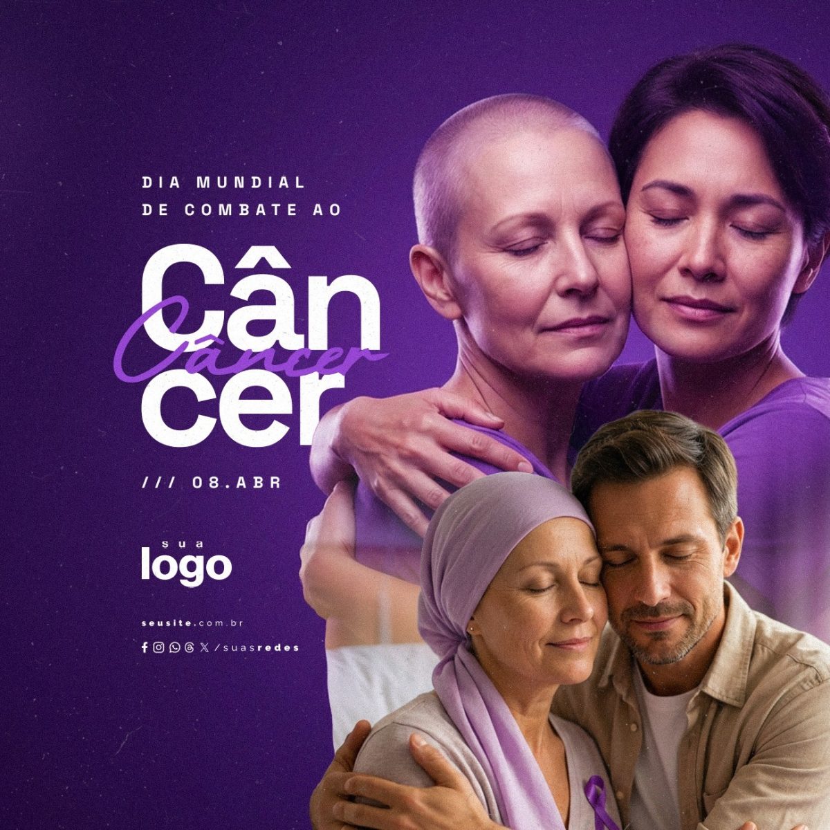 Dia Mundial de Combate ao Câncer 08 de Abril PSD Editável