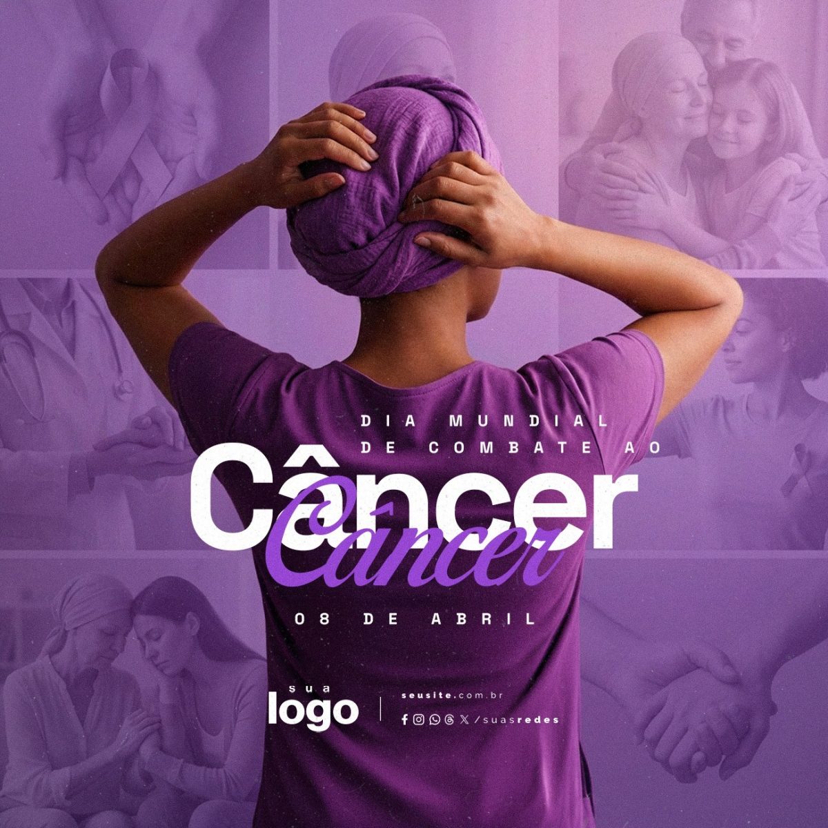 Dia Mundial de Combate ao Câncer 08 de Abril PSD Editável