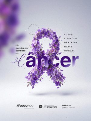 Dia Mundial de Combate ao Câncer 08 de Abril PSD Editável