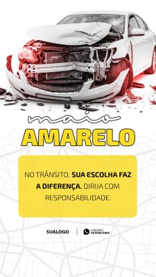 Maio Amarelo Conscientização Trânsito Dirija Com Responsabilidade PSD Editável