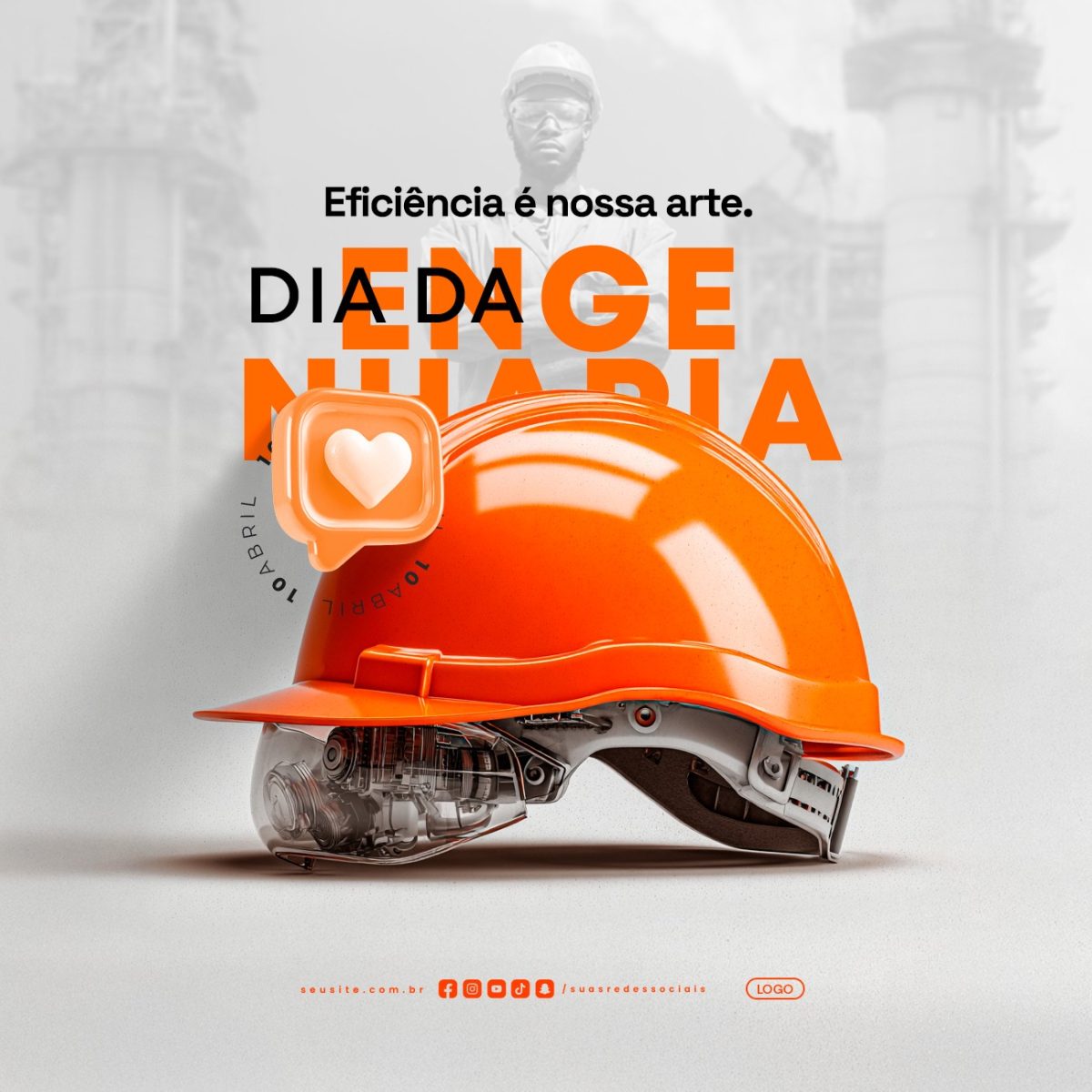 Dia da Engenharia 10 de Abril Eficiência é a Nossa Arte PSD Editável
