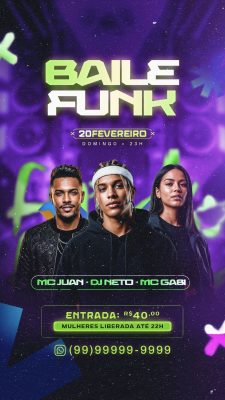 Story Baile Funk 20 Fevereiro Evento Musical Arrojado PSD Editável