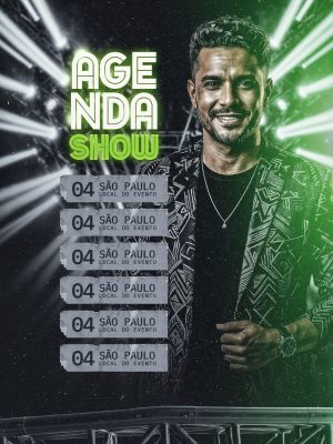 Agenda Show para Artista Evento Música Verde Neon PSD Editável