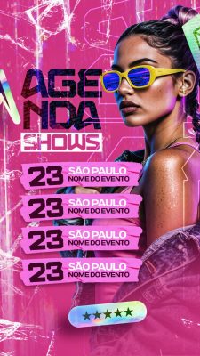 Story Agenda Shows Eventos São Paulo Banner Digital Vibrante PSD Editável