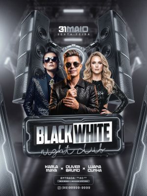 Night Club 31 Maio Sexta-feira Black White Flyer PSD Editável