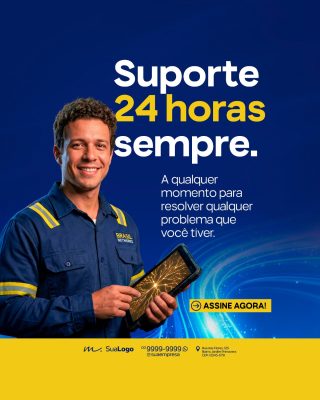 Suporte 24 Horas Sempre Atendimento Profissional PSD Editável