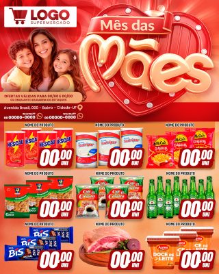 Mês das Mães Supermercado Ofertas Super Criativas PSD Editável