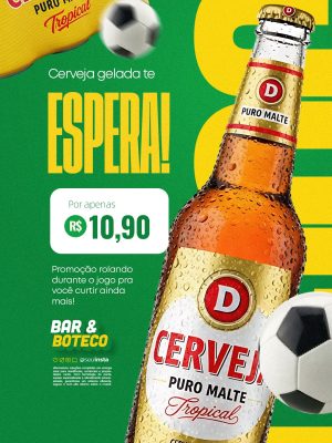 Copa do Mundo Cerveja Gelada Te Espera Bar PSD Editável