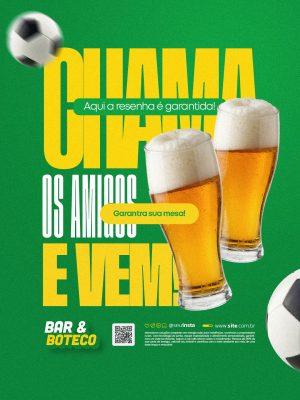 Bar Chama os Amigos e Vem Aqui a Resenha é Garantida PSD Editável