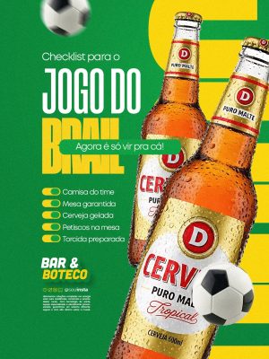 Bar Checklist Para o Jogo do Brasil Agora é Só Vir Pra Cá  PSD Editável