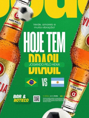 Bar Hoje Tem Brasil Jogando Pelo Hexa PSD Editável