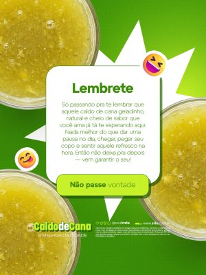 Lembrete Caldo de Cana Geladinho Não Passe Vontade PSD Editável