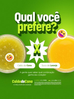 Caldo de Cana Qual Você Prefere A Gente Quer Saber Qual Combinação Ganha Seu Coração PSD Editável