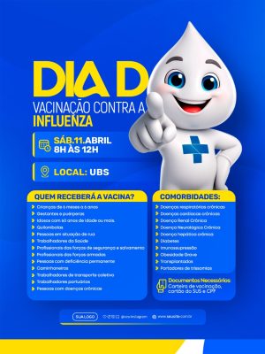 Dia D Vacinação Gripe Influenza Campanha Saúde PSD Editável