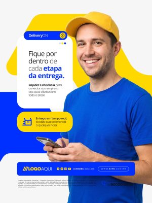 Transportadora Fique Por Dentro de Cada Etapa da Entrega PSD Editável