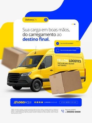 Transportadora Sua Carga Em Boas Mãos do Carregamento ao Destino Final PSD Editável