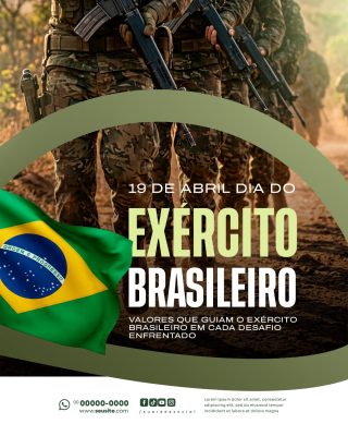 Dia do Exército Brasileiro 19 de Abril Social Media PSD Editável