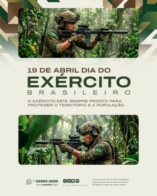 Dia do Exército Brasileiro 19 de Abril Social Media PSD Editável