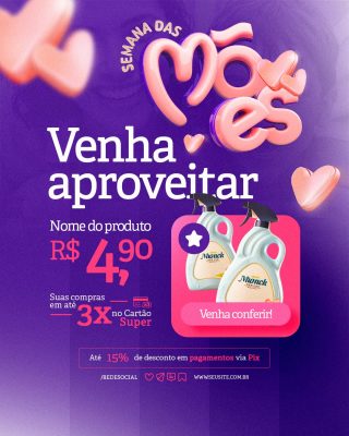 Semana das Mães Venha Aproveitar Supermercado PSD Editável