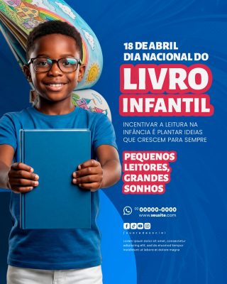 18 de Abril Dia Nacional do Livro Infantil Social Media PSD Editável