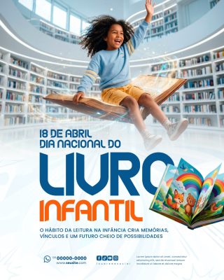 18 de Abril Dia Nacional do Livro Infantil Social Media PSD Editável