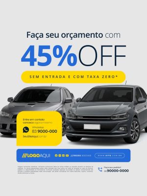 Faça Seu Orçamento Com 45% OFF Sem Entrada PSD Editável