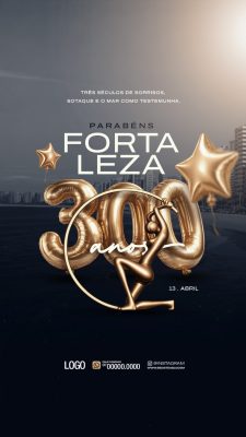 Aniversário de Fortaleza 300 Anos Celebração Festiva PSD Editável