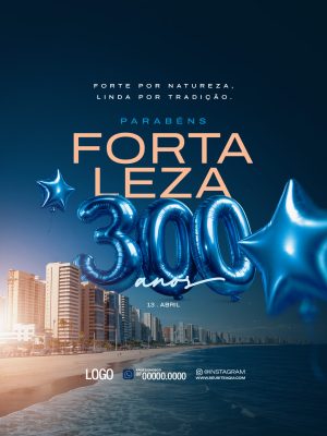 Fortaleza 300 Anos Balões Praia Edição Social PSD Editável