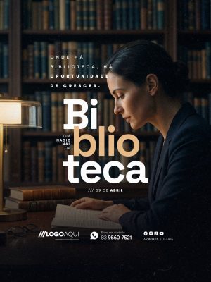 Dia Nacional da Biblioteca 09 de Abril Oportunidade de Crescer PSD Editável